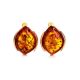 Cognac Amber Earrings In Gold-Plated Silver The Cat's Eye, image , picture 5