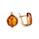 Cognac Amber Earrings In Gold-Plated Silver The Cat's Eye, image , picture 4
