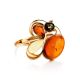 Multicolor Amber Ring In Gold-Plated Silver The Symphony, Ring Size: 6 / 16.5, image , picture 3
