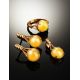 Stylish Honey Amber Earrings In Gold-Plated Silver The Shanghai, image , picture 6