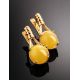 Stylish Honey Amber Earrings In Gold-Plated Silver The Shanghai, image , picture 2