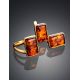 Cognac Amber Earrings In Gold-Plated Silver The Copenhagen, image , picture 5