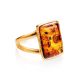 Gold-Plated Ring With Cognac Amber The Copenhagen, Ring Size: 6 / 16.5, image , picture 3