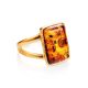 Gold-Plated Ring With Cognac Amber The Copenhagen, Ring Size: 11 / 20.5, image , picture 3