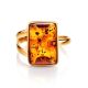 Gold-Plated Ring With Cognac Amber The Copenhagen, Ring Size: 6 / 16.5, image , picture 4