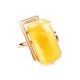 Golden Cocktail Ring With Bold Amber Stone The Picasso, Ring Size: Adjustable, image , picture 4