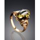 Green Amber Ring In Gold-Plated Silver The Prussia, Ring Size: 6.5 / 17, image , picture 2