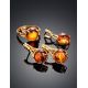 Stylish Cognac Amber Earrings In Gold-Plated Silver The Shanghai, image , picture 6
