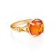 Classy Cognac Amber Ring In Gold-Plated Silver The Shanghai, Ring Size: 5 / 15.5, image , picture 5