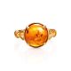 Classy Cognac Amber Ring In Gold-Plated Silver The Shanghai, Ring Size: 5.5 / 16, image , picture 4