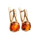 Stylish Cognac Amber Earrings In Gold-Plated Silver The Shanghai, image , picture 5
