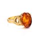 Cognac Amber Ring In Gold-Plated Silver The Prussia, Ring Size: 11.5 / 21, image , picture 4