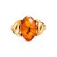 Cognac Amber Ring In Gold-Plated Silver The Prussia, Ring Size: 5.5 / 16, image , picture 5