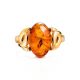 Cognac Amber Ring In Gold-Plated Silver The Prussia, Ring Size: 11.5 / 21, image , picture 5