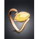 Classy Gold-Plated Ring With Honey Amber The Adagio, Ring Size: 11.5 / 21, image , picture 2