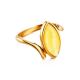 Classy Gold-Plated Ring With Honey Amber The Adagio, Ring Size: 11.5 / 21, image , picture 5