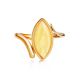 Classy Gold-Plated Ring With Honey Amber The Adagio, Ring Size: 11.5 / 21, image , picture 4