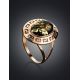 Golden Ring With Green Amber The Ellas, Ring Size: 9 / 19, image , picture 2