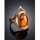 Cocktail Amber Ring In Gold With Crystals The Raphael, Ring Size: 8 / 18, image , picture 3