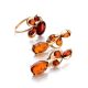 Bright Gold-Plated Earrings With Cognac Amber The Symphony, image , picture 6