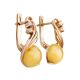 Refined Amber Earrings In Gold-Plated Silver With Crystals The Swan, image , picture 3