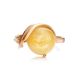 Honey Amber Ring In Gold-Plated Silver With Crystals The Swan, Ring Size: 13 / 22, image , picture 3