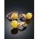 Refined Amber Earrings In Gold-Plated Silver With Crystals The Swan, image , picture 4