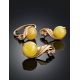 Honey Amber Ring In Gold-Plated Silver With Crystals The Swan, Ring Size: 13 / 22, image , picture 4