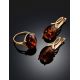 Classy Gold-Plated Earrings With Cognac Amber The Napoli, image , picture 6