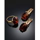 Gold-Plated Cocktail Ring With Cognac Amber The Napoli, Ring Size: 6 / 16.5, image , picture 6