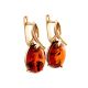 Classy Gold-Plated Earrings With Cognac Amber The Napoli, image , picture 5