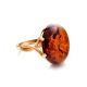Gold-Plated Cocktail Ring With Cognac Amber The Napoli, Ring Size: 12 / 21.5, image , picture 4