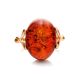 Gold-Plated Cocktail Ring With Cognac Amber The Napoli, Ring Size: 9.5 / 19.5, image , picture 5
