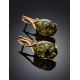 Gold-Plated Earrings With Green Amber The Napoli, image , picture 2