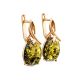 Gold-Plated Earrings With Green Amber The Napoli, image , picture 4