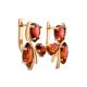 Bold Cognac Amber Earrings In Gold-Plated Silver The Verbena, image , picture 3