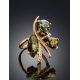 Bold Gold-Plated Ring With Green Amber The Verbena, Ring Size: 8.5 / 18.5, image , picture 2
