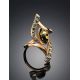 Amber Ring In Gold With Crystals The Raphael, Ring Size: 8.5 / 18.5, image , picture 2