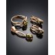 Amber Ring In Gold With Green Crystals The Raphael, Ring Size: 5.5 / 16, image , picture 6