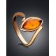 Lovely Cognac Amber Ring In Gold-Plated Silver The Adagio, Ring Size: 11.5 / 21, image , picture 2
