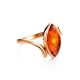Lovely Cognac Amber Ring In Gold-Plated Silver The Adagio, Ring Size: 5.5 / 16, image , picture 3