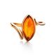 Lovely Cognac Amber Ring In Gold-Plated Silver The Adagio, Ring Size: 5.5 / 16, image , picture 5