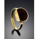 Round Amber Ring In Gold-Plated Silver The Monaco, Ring Size: 9.5 / 19.5, image , picture 2