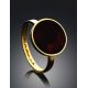 Gold-Plated Ring With Cherry Amber The Monaco, Ring Size: 5 / 15.5, image , picture 2