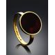 Gold-Plated Ring With Cherry Amber The Monaco, Ring Size: 5.5 / 16, image , picture 2