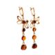 Gold-Plated Dangle Earrings With Cognac Amber The Caprice, image , picture 4