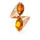 Egg Cut Amber Ring In Gold-Plated Silver The Casablanca, Ring Size: 8 / 18, image , picture 3