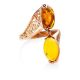 Egg Cut Amber Ring In Gold-Plated Silver The Casablanca, Ring Size: 8.5 / 18.5, image , picture 5
