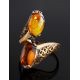 Egg Cut Amber Ring In Gold-Plated Silver The Casablanca, Ring Size: 6.5 / 17, image , picture 2