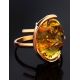 One Size Amber Ring In Gold-Plated Silver The Vivaldi, Ring Size: Adjustable, image , picture 2